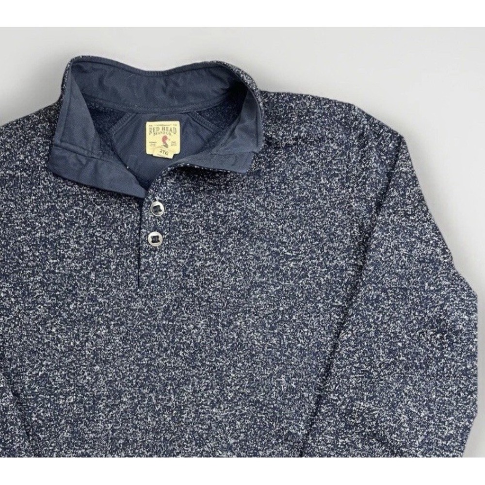 Red Head Men's 2XL Fleece Sweater Pullover Quarter Button Blue